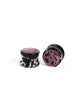 Pentagram Black & White Buffalo Painted & Engraved Stone Plugs