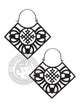 Geometric Square Dangle Hoop Steel Earrings