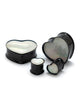 Pearl Inlay Heart Shaped Steel Plugs