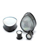 Pearl Inlay Teardrop Double Flared Steel Plugs