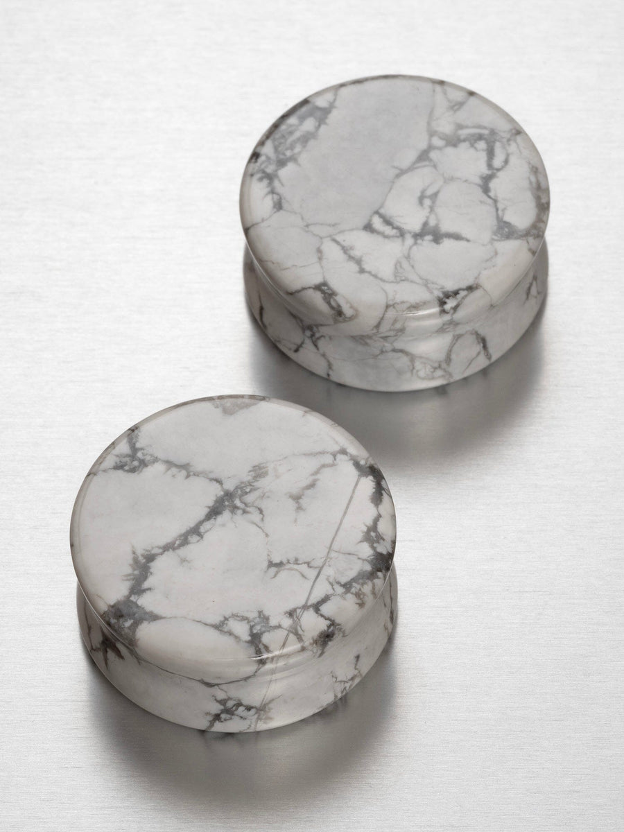 thumbnail image 2 of Ovaloid White Howlite Stone Ear Weights 2 of 13
