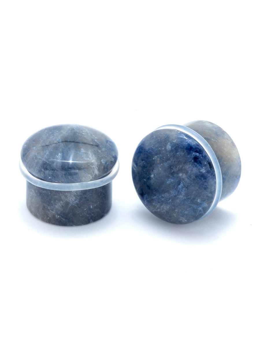 Sodalite Single Flared Stone Plugs | Blue Stone Gauges