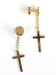 Steel Cross Dangle Threaded Earrings