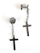 Steel Cross Dangle Threaded Earrings