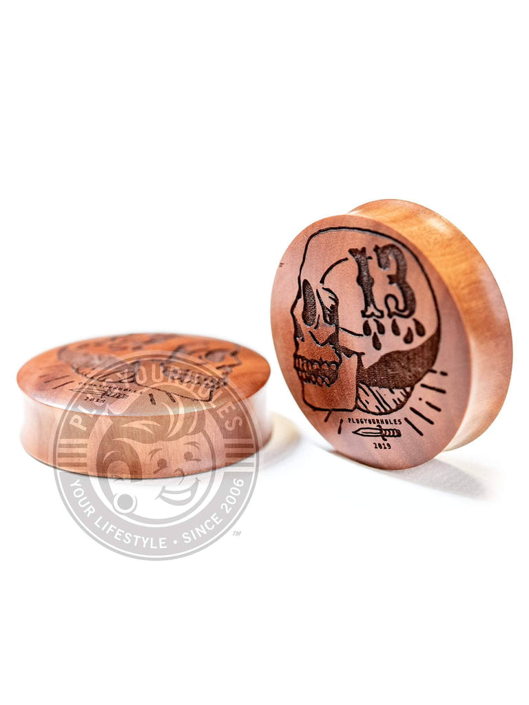 13 Years Skull - Engraved Wood Plugs