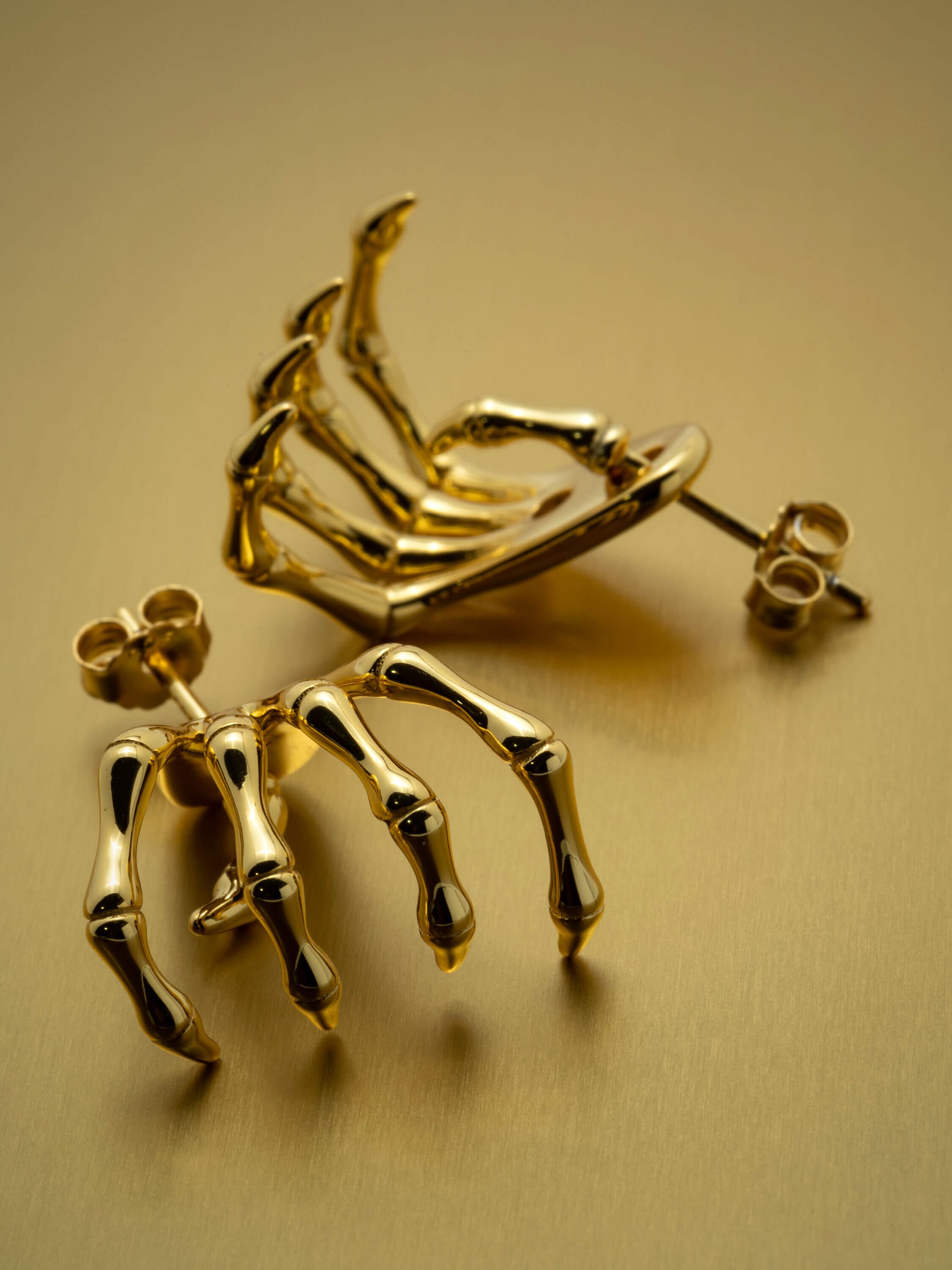 14k Gold | Skeleton Hand Earrings | Post Backing Earrings 