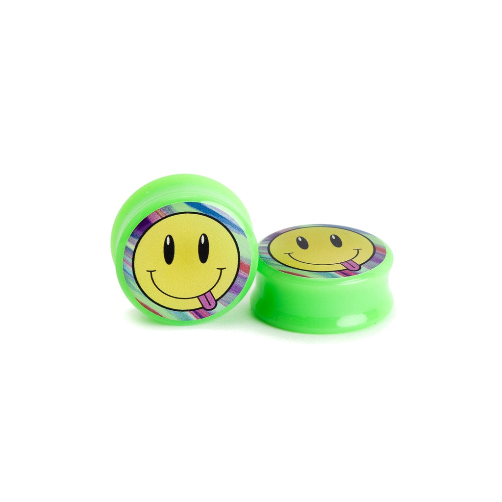 Smiley Face Tongue Acrylic Image Plugs