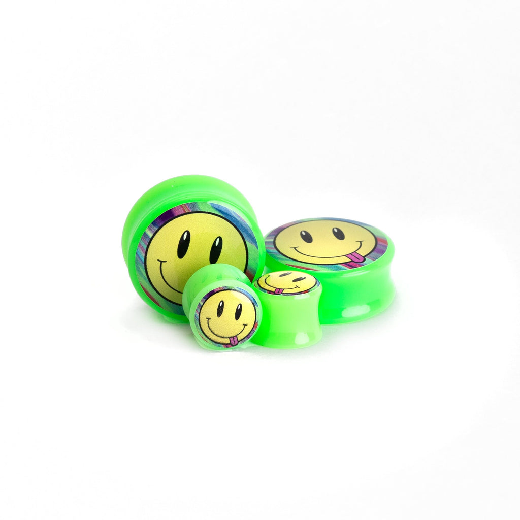 Smiley Face Tongue Acrylic Image Plugs