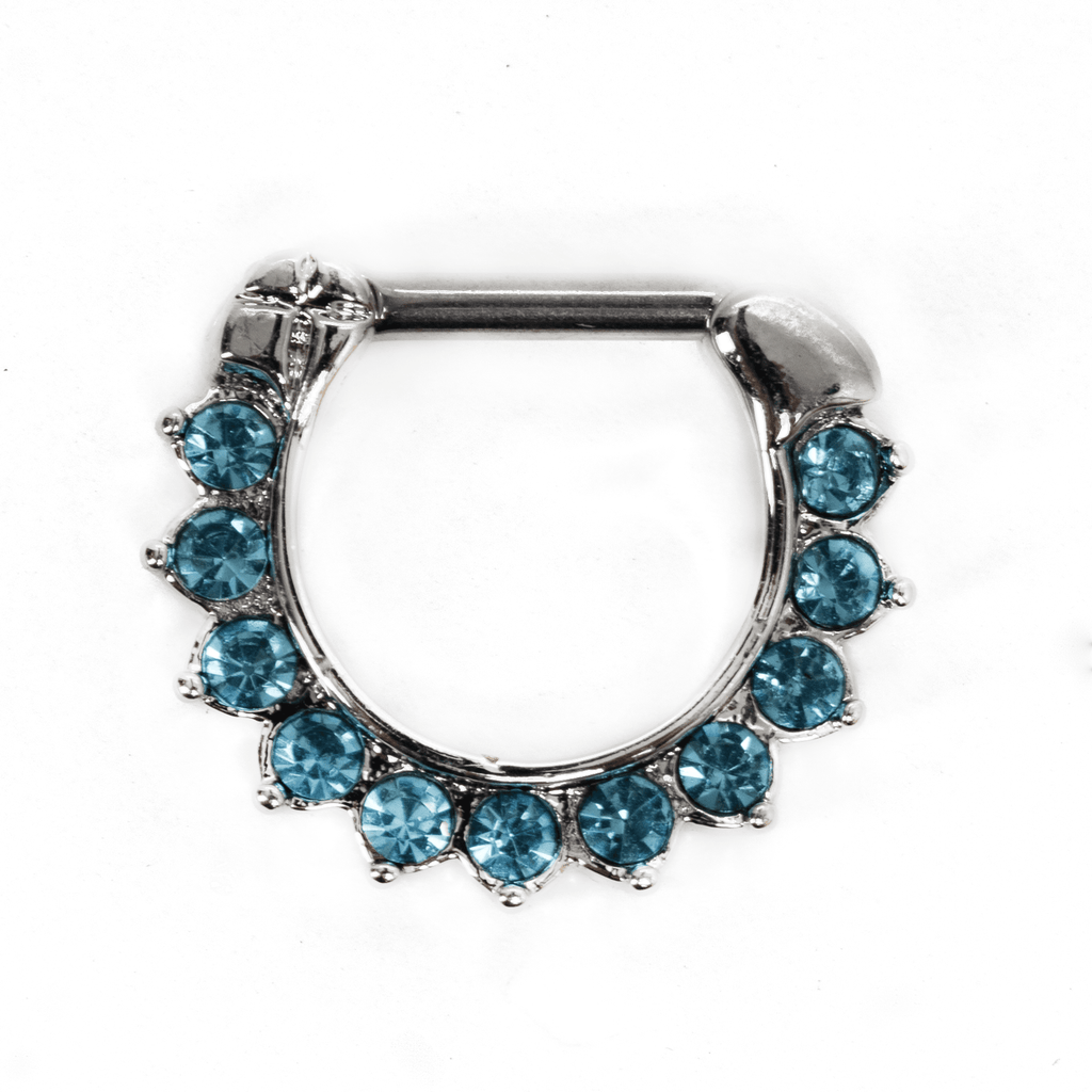 Aqua Gem Inlay Steel Septum Clicker