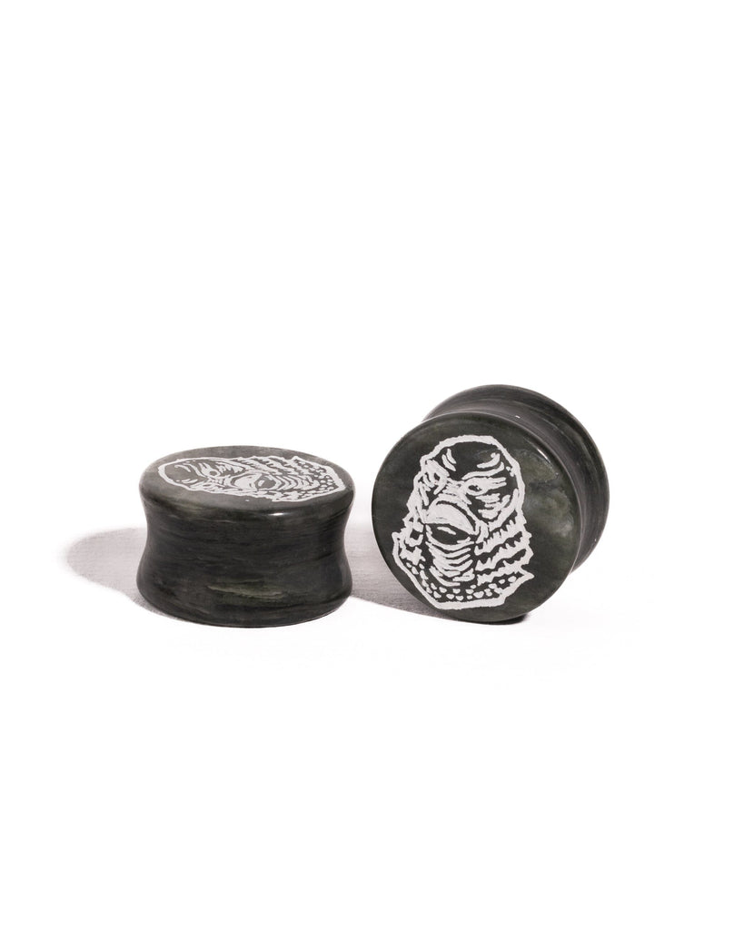Plug Monster Drawing Movie Monster Engraved Stone Plugs | Horror Movie Gauges | Film Plugs ...