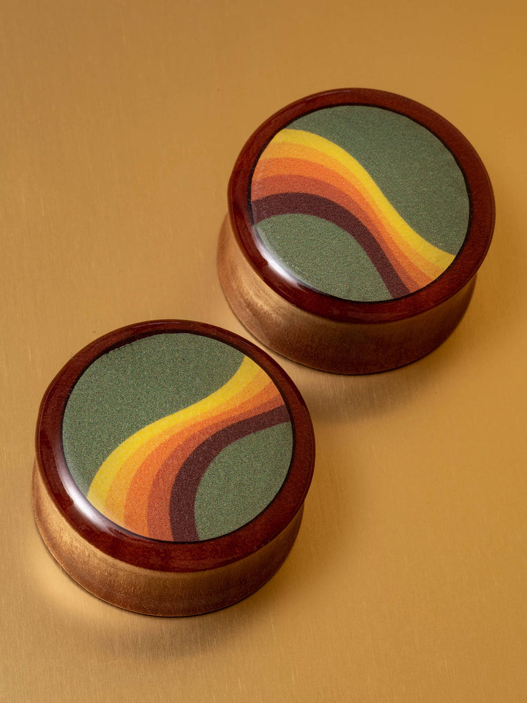 70's Yellow Wave Wood Image Plugs