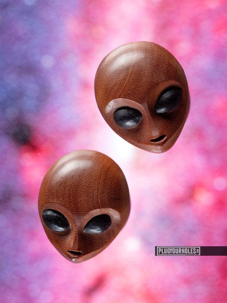 Alien Carved Sawo Wood Plugs