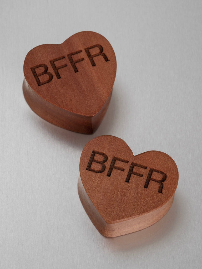 Engraved Cherry Wood Conversation Heart Plugs