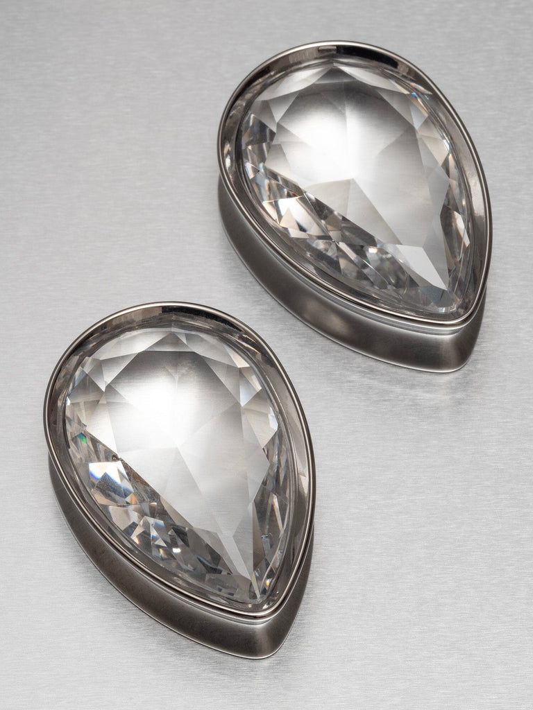 Big Bling Teardrop Steel Plugs