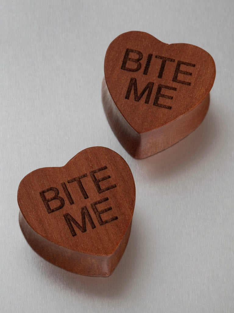 Engraved Cherry Wood Conversation Heart Plugs