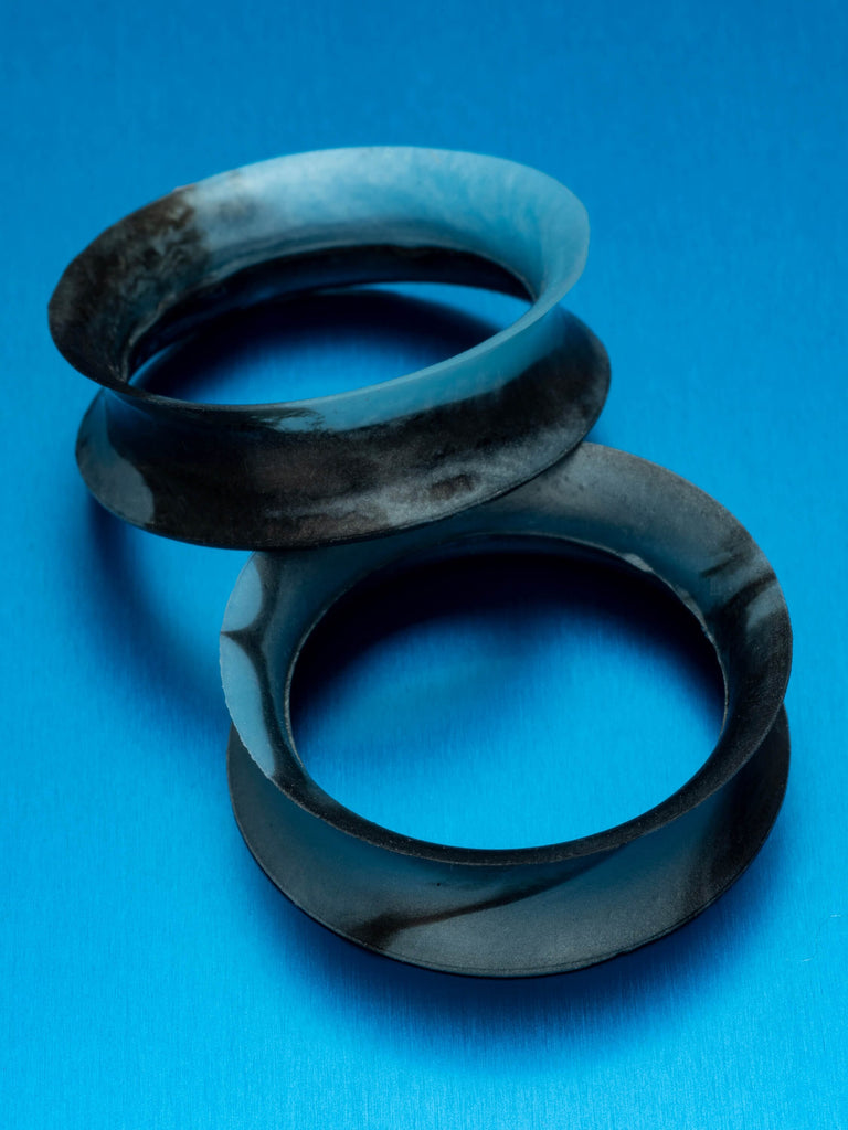 Black and Blue Swirl Silicone Ear Skins