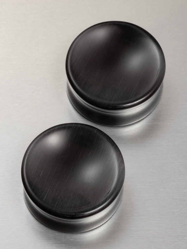 Black Cat's Eye Concave Stone Plugs