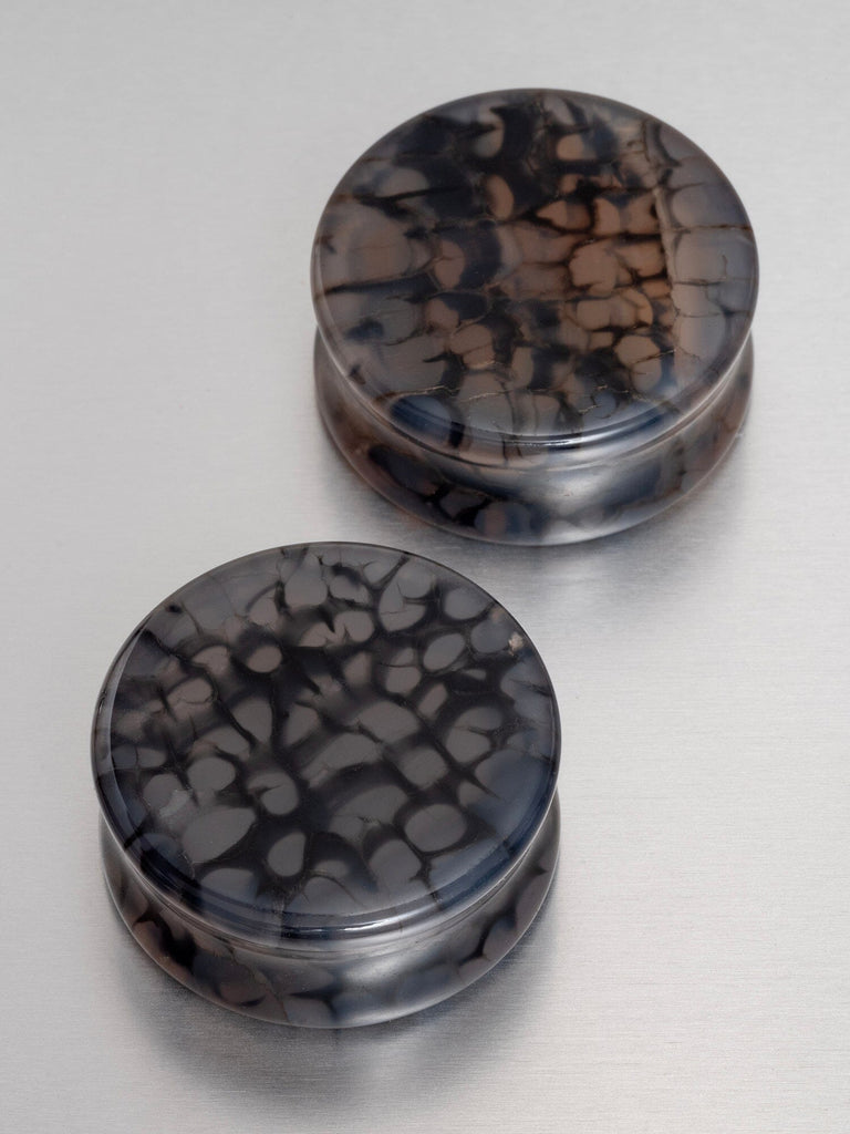 Black Dragon Agate Stone Plugs