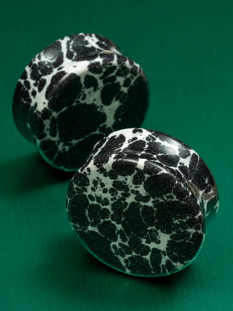 Black & White Buffalo Stone Plugs