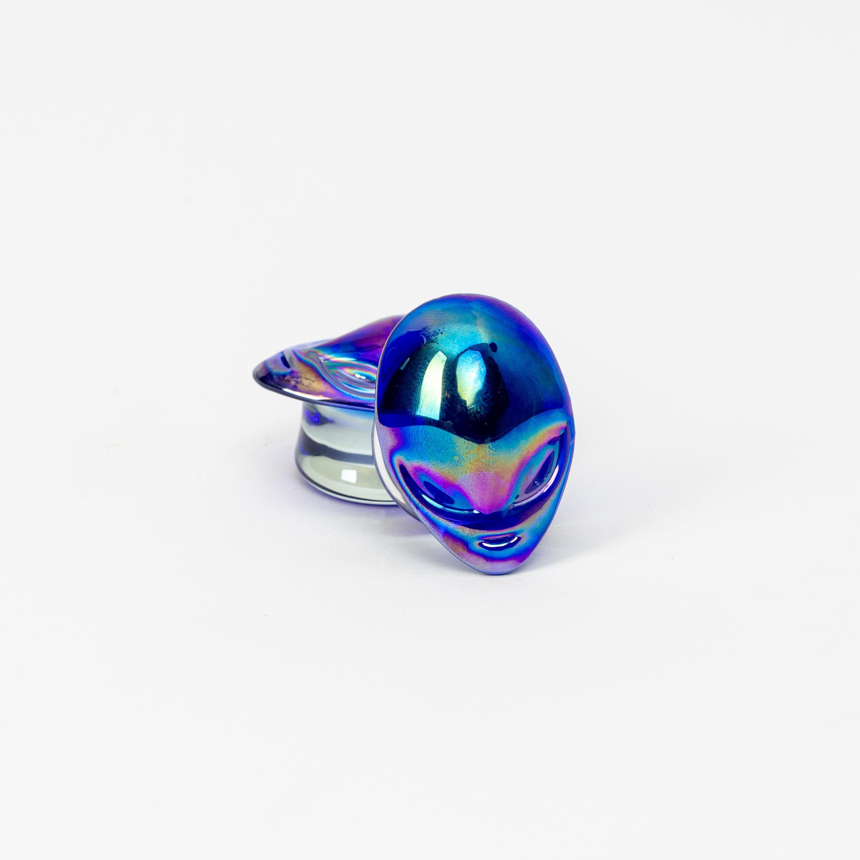 Stunning Green/Aqua Iridescent Glass Plugs (PG-604) – Pick Your Size! Double Flared
