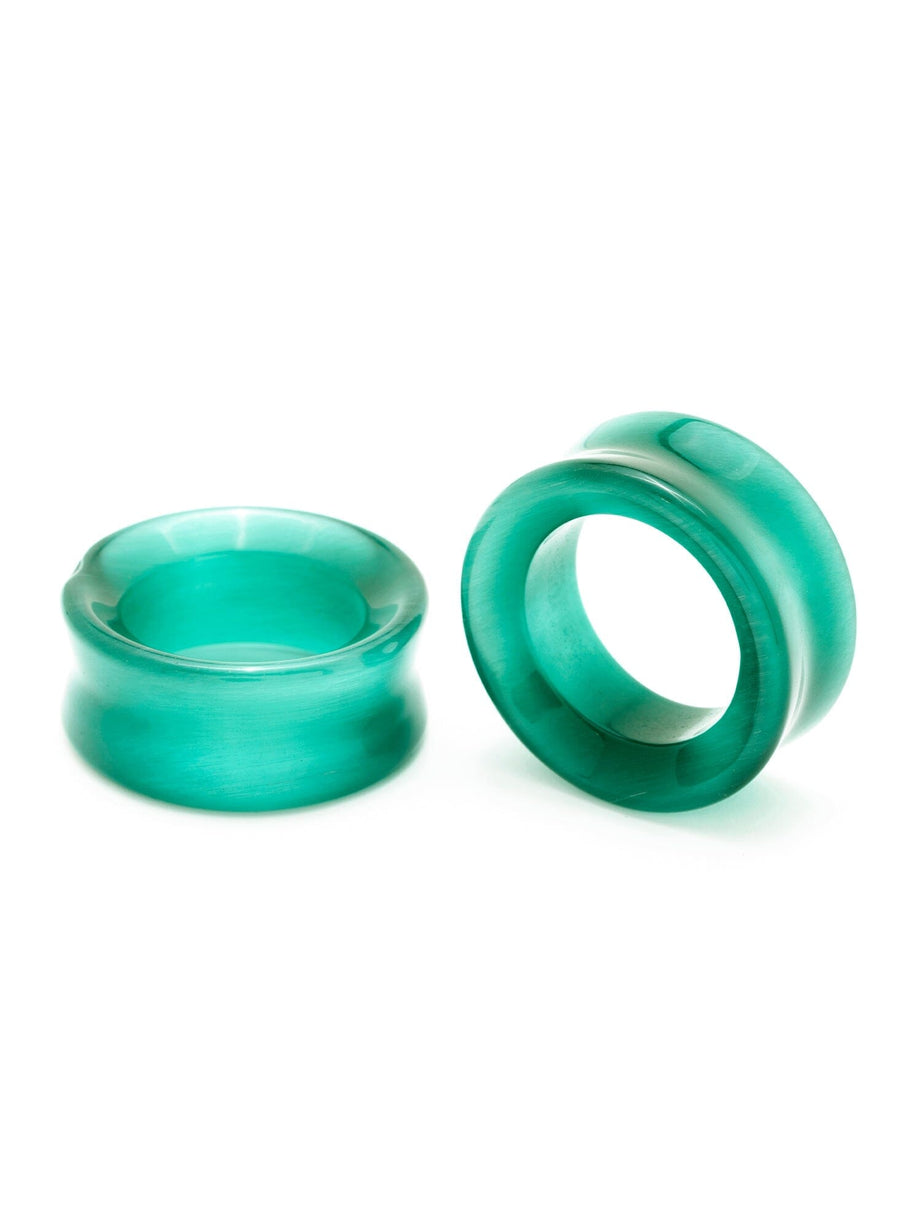 Forest Green Cat's Eye Stone Tunnels | Stone Gauges | Cat's
