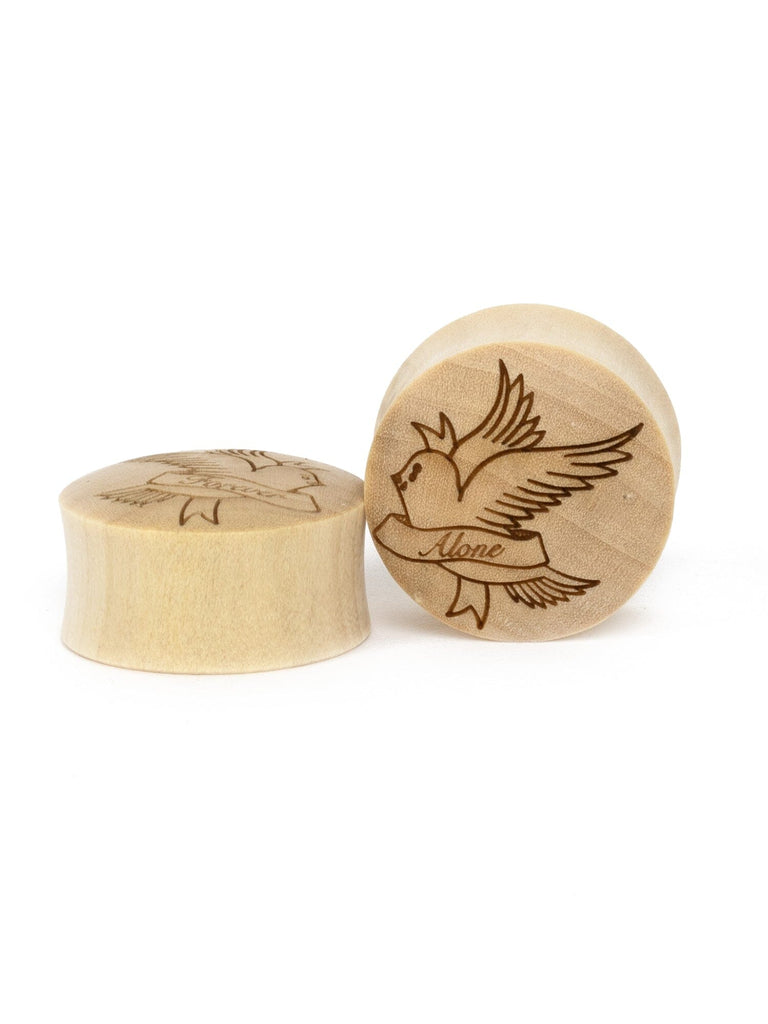 Forever Alone Banner Flash Engraved Wood Plugs