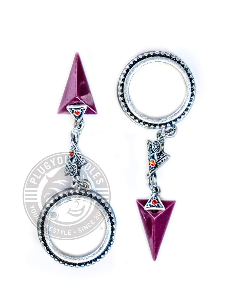 Garnet Arrow Dangle Beaded Threaded Steel Tunnels