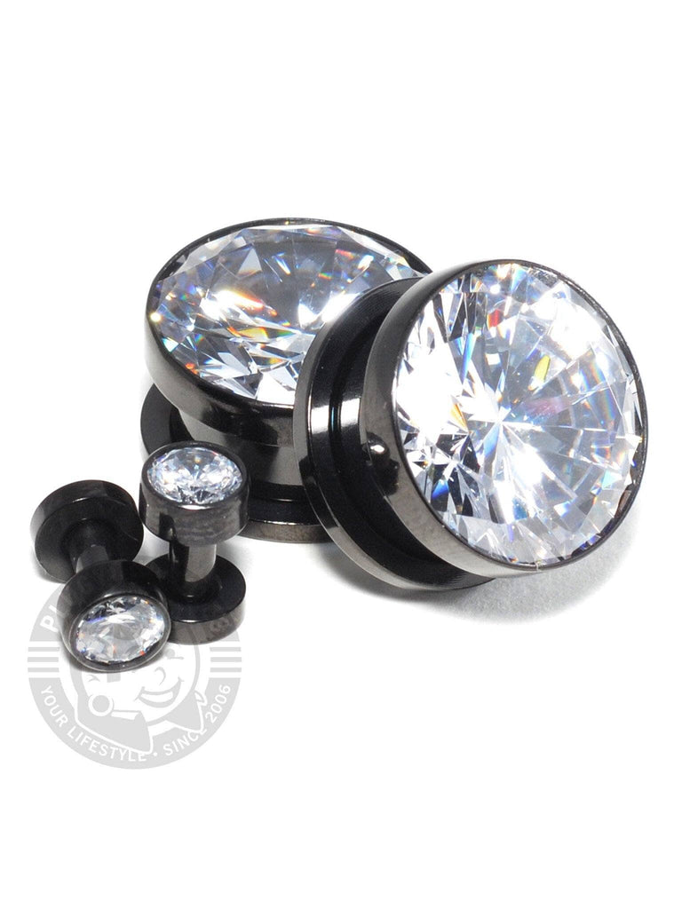 Big Bling Black Threaded Steel Plugs