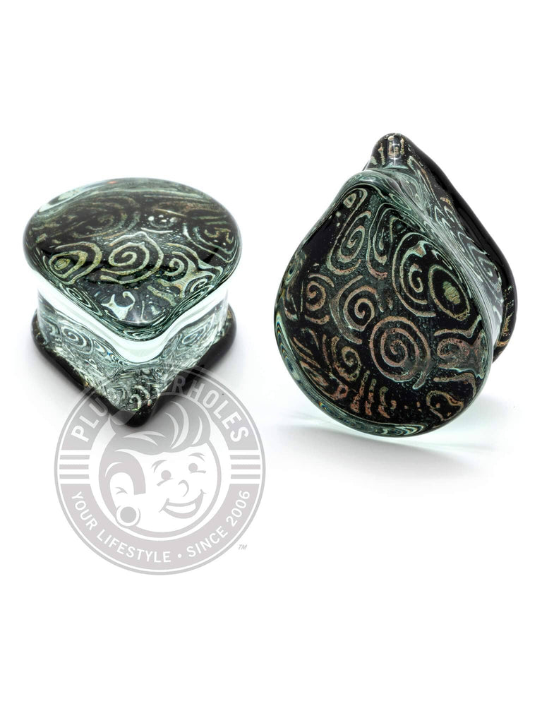 Glitter Swirls Teardrop Glass Plugs
