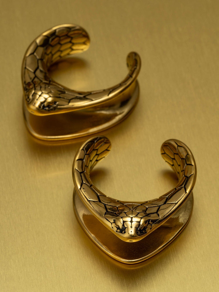 Gold Snakeskin Steel Crescent Saddles