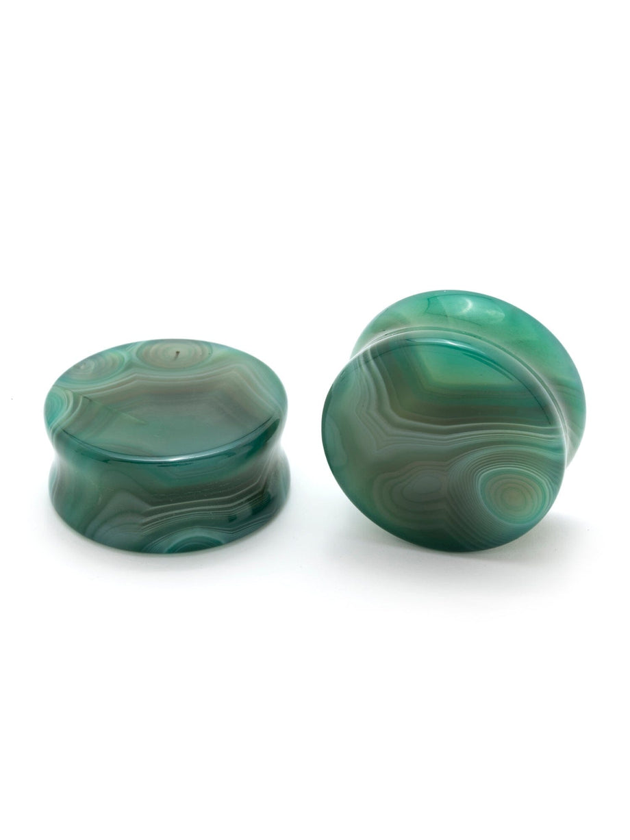 Green Line Agate Stone Plugs