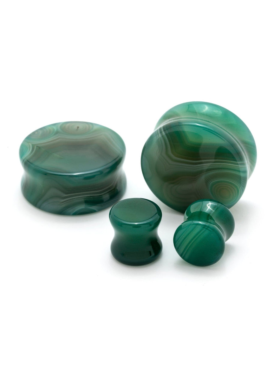 Green Line Agate Stone Plugs
