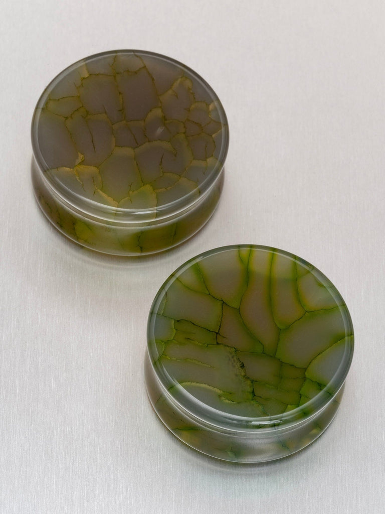 Green Monster Agate Stone Plugs