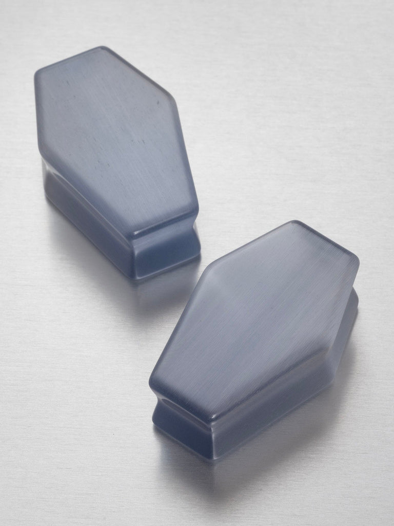 Grey Cat's Eye Coffin Cut Stone Plugs