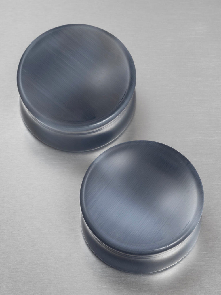 Grey Cat's Eye Concave Stone Plugs