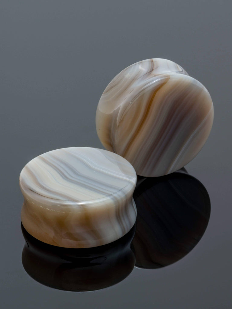 Grey Line Agate Stone Plugs