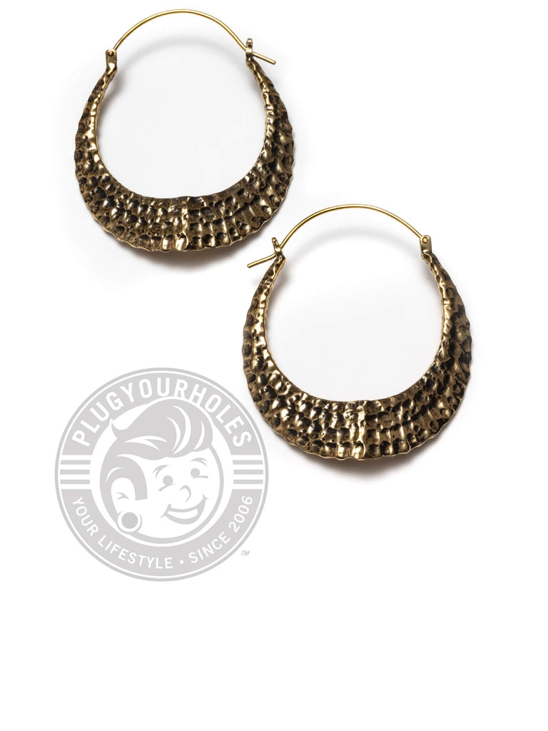 Hammered Shield Brass Earrings