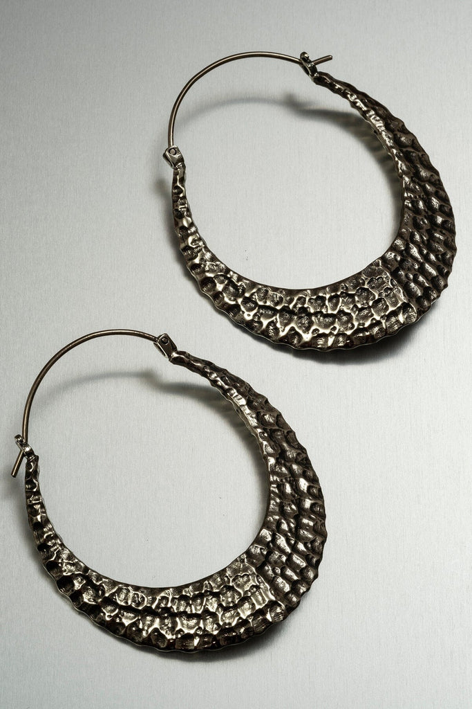 Hammered Shield Brass Earrings