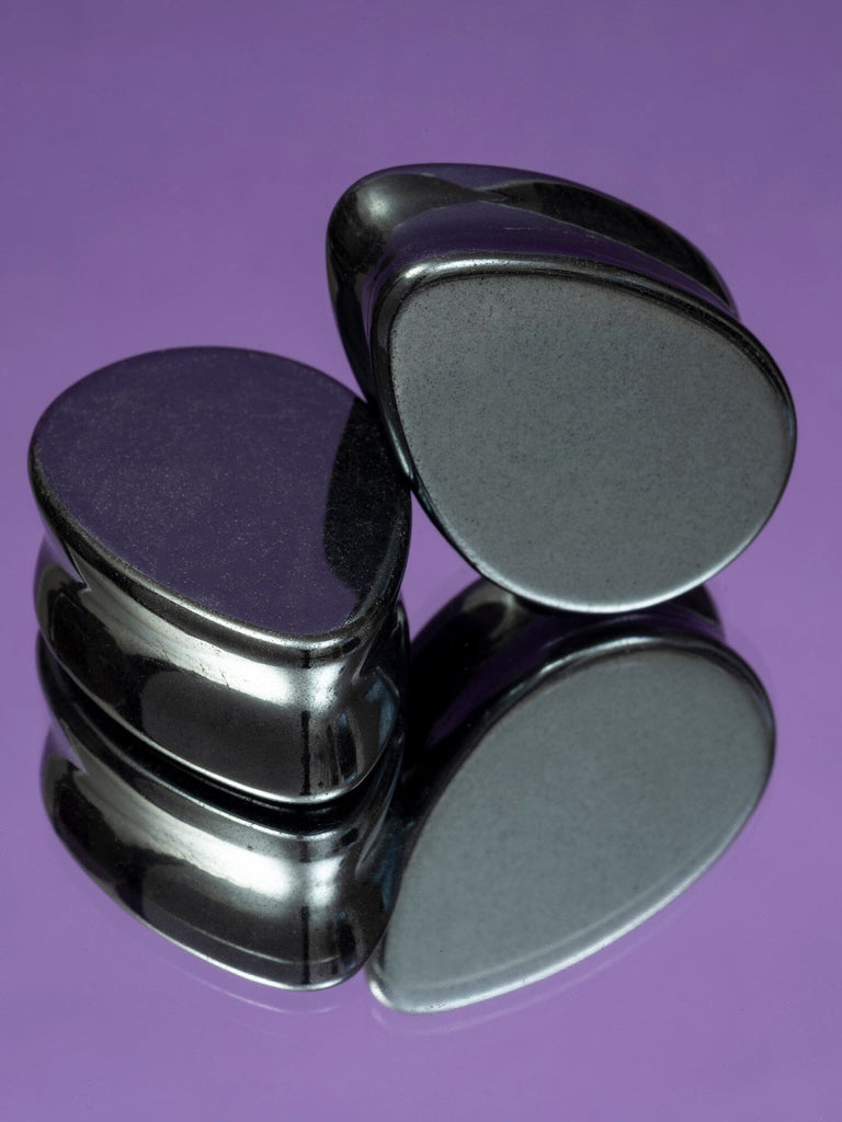 Hematite Stone Teardrop Plugs