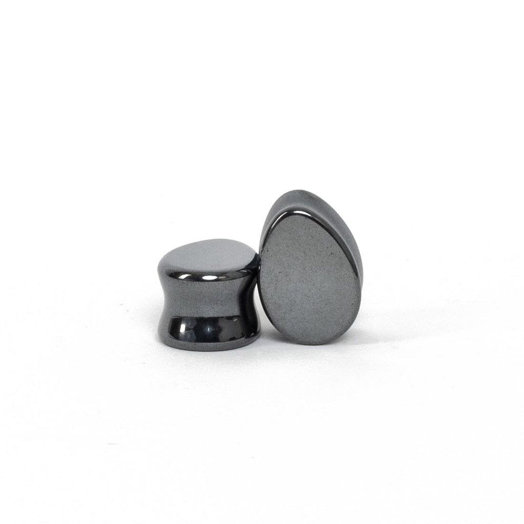 Hematite Stone Teardrop Plugs