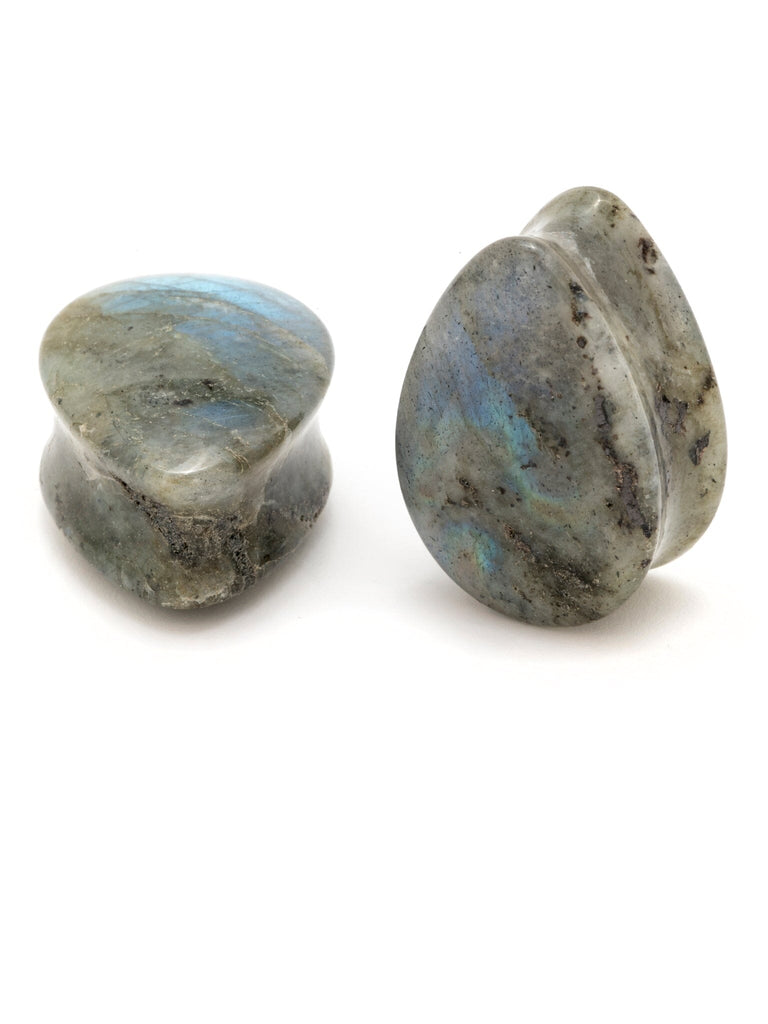 Labradorite Stone Teardrop Plugs