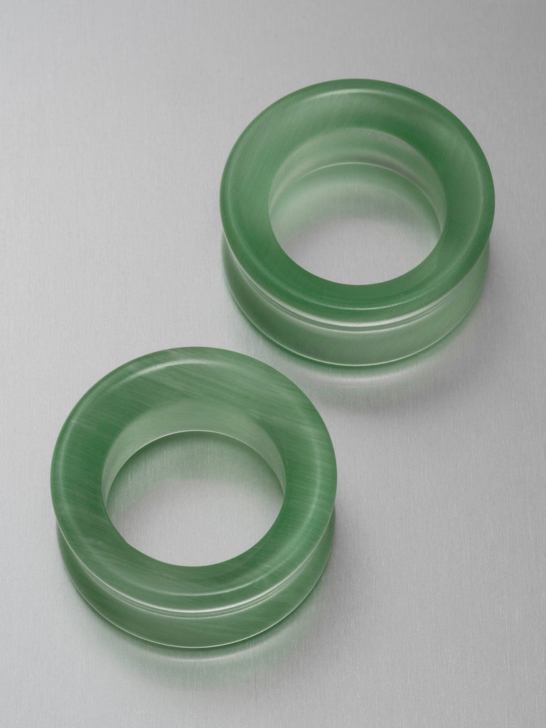 Lime Green Cat's Eye Stone Tunnels