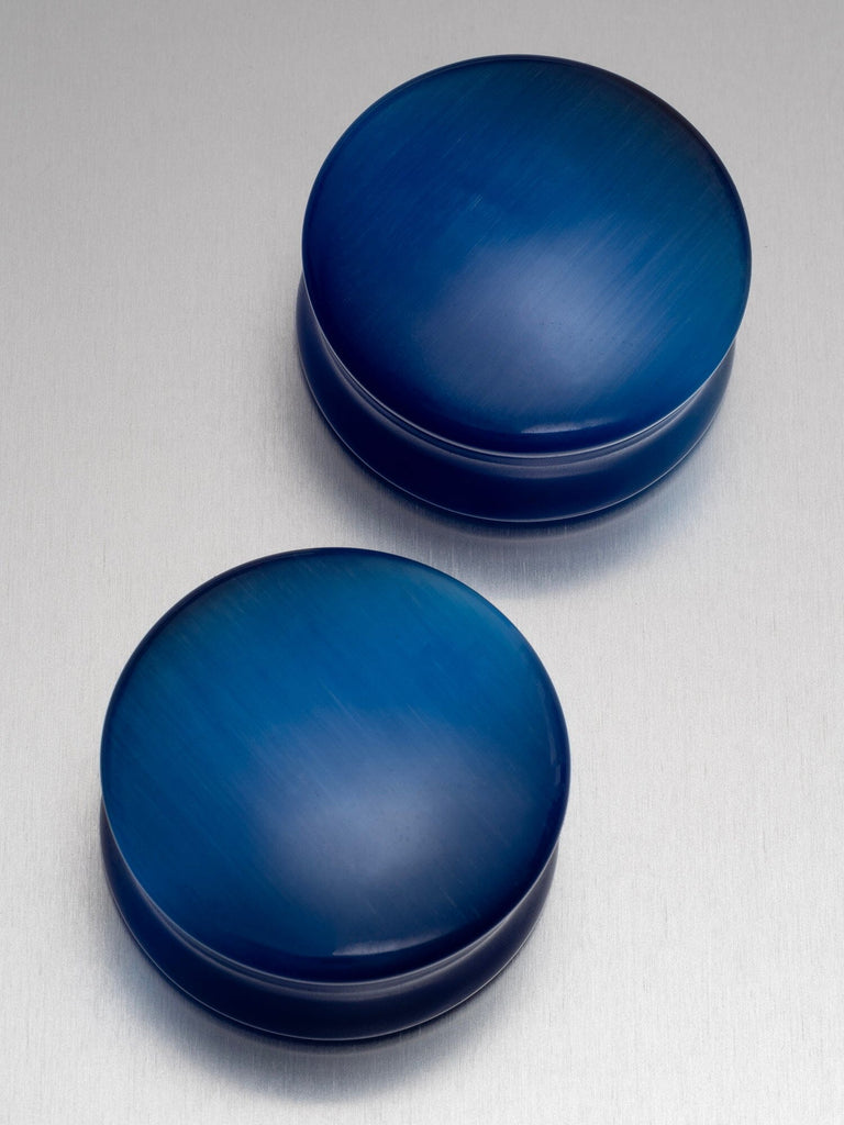 Ocean Blue Cat's Eye Stone Plugs