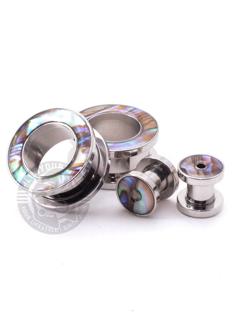 Mother of Pearl Threaded Steel Tunnels