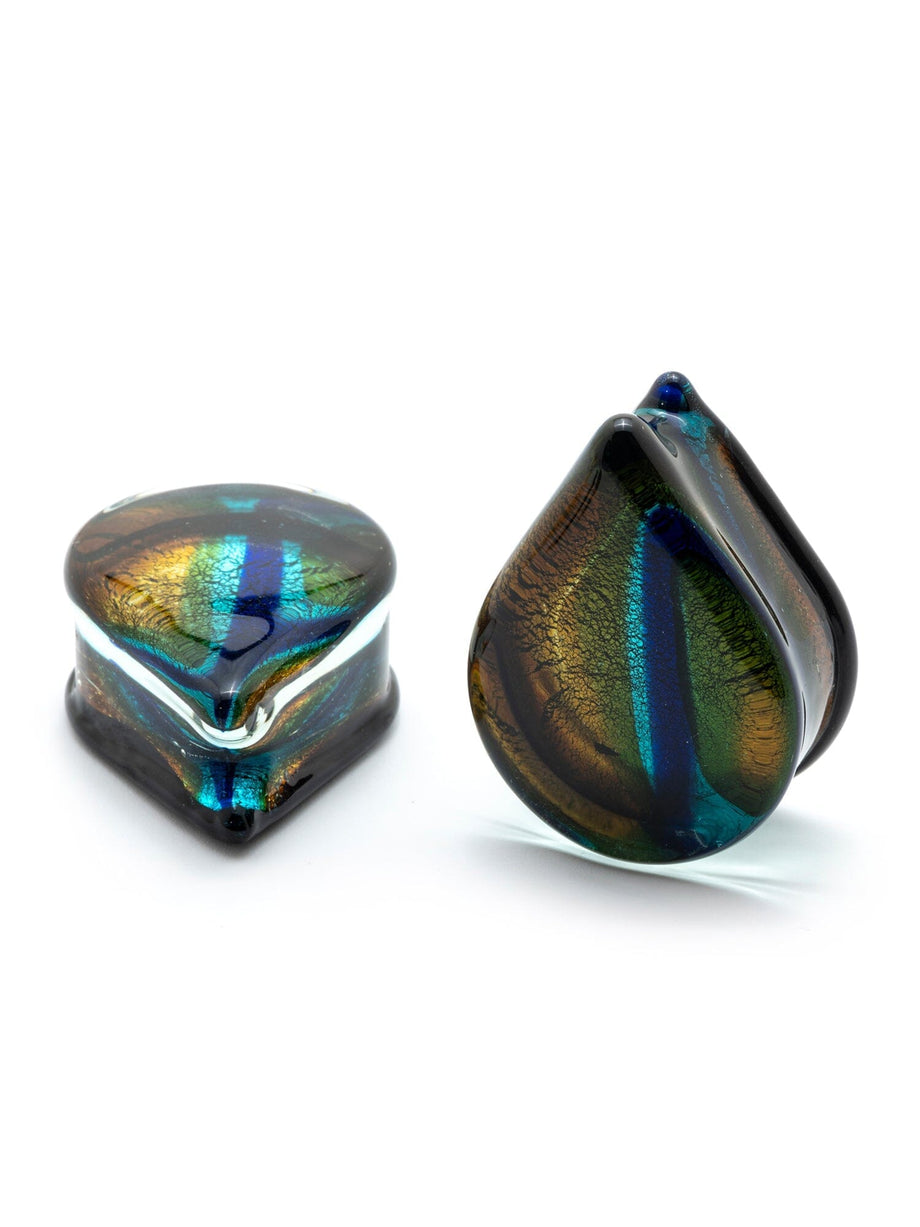 efeu teardrop Peacock Teardrop Glass Plugs