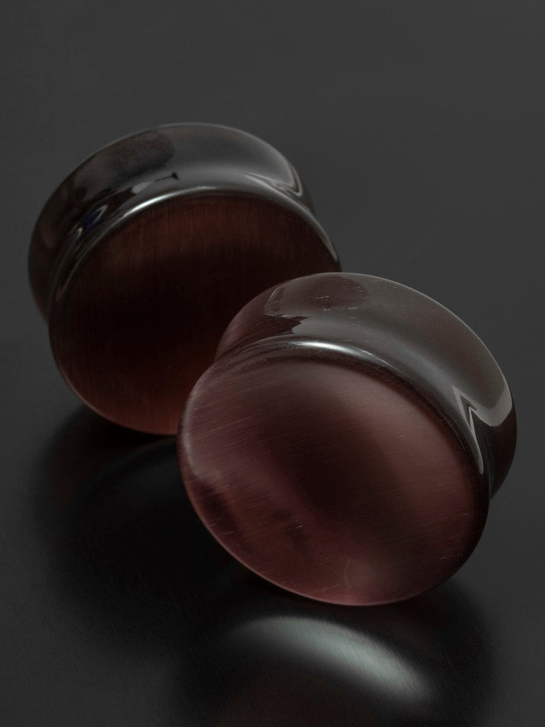 Plum Cat's Eye Concave Stone Plugs