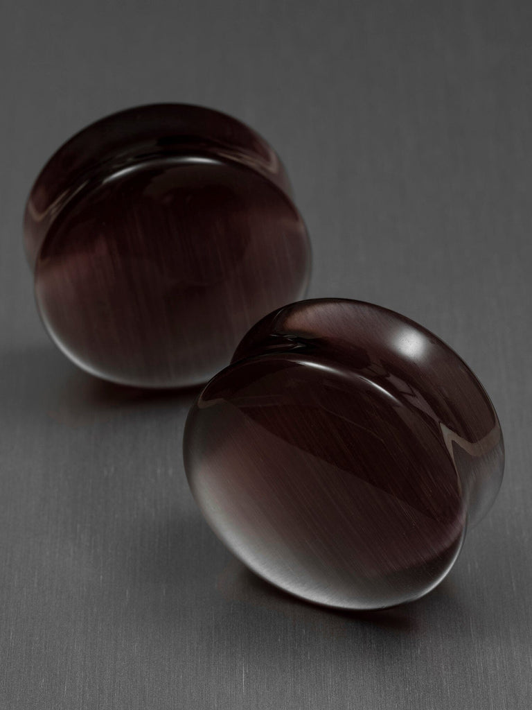 Plum Cat's Eye Stone Plugs