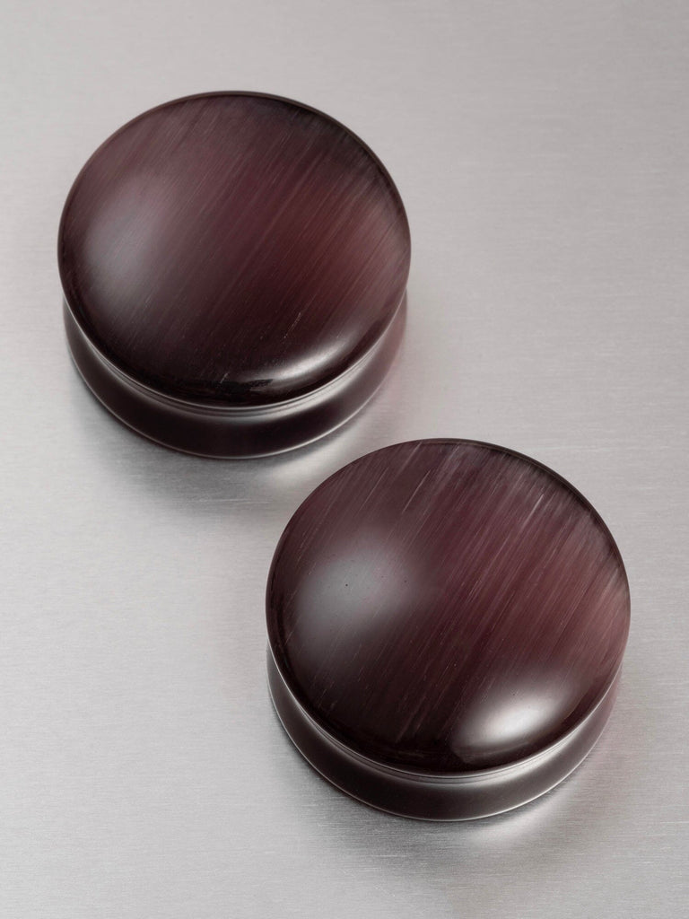 Plum Cat's Eye Stone Plugs