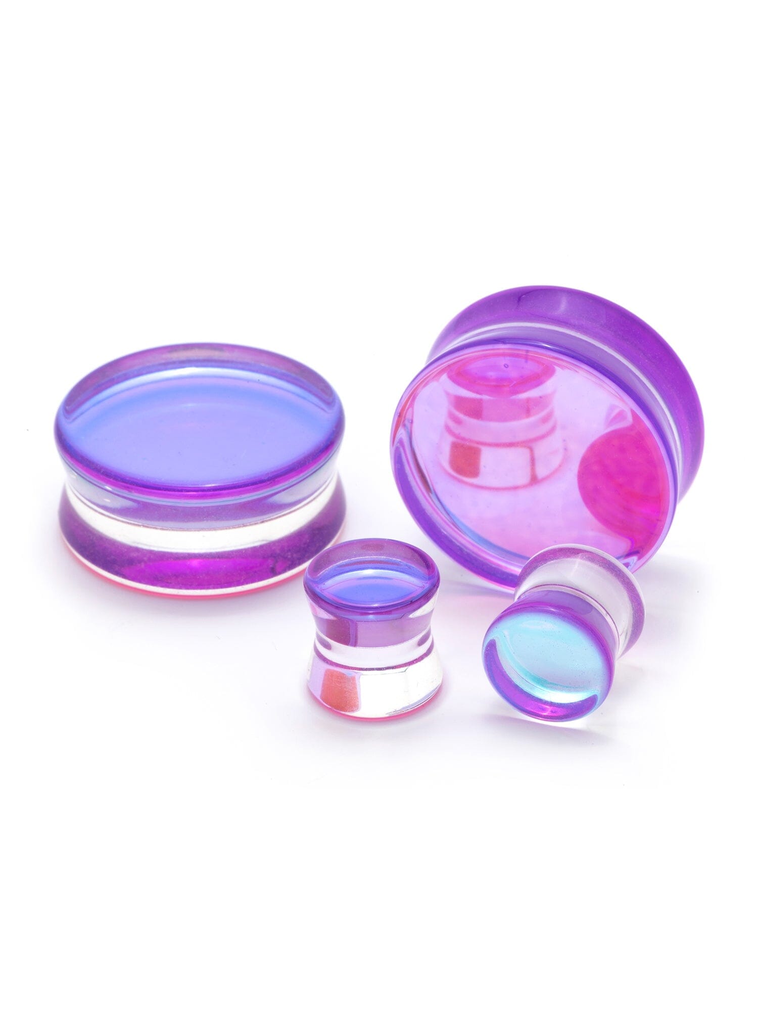 Mystic Metals Purple Steel Teardrop Plugs With Aurora Borealis Gem (PS-286) - Double Flared