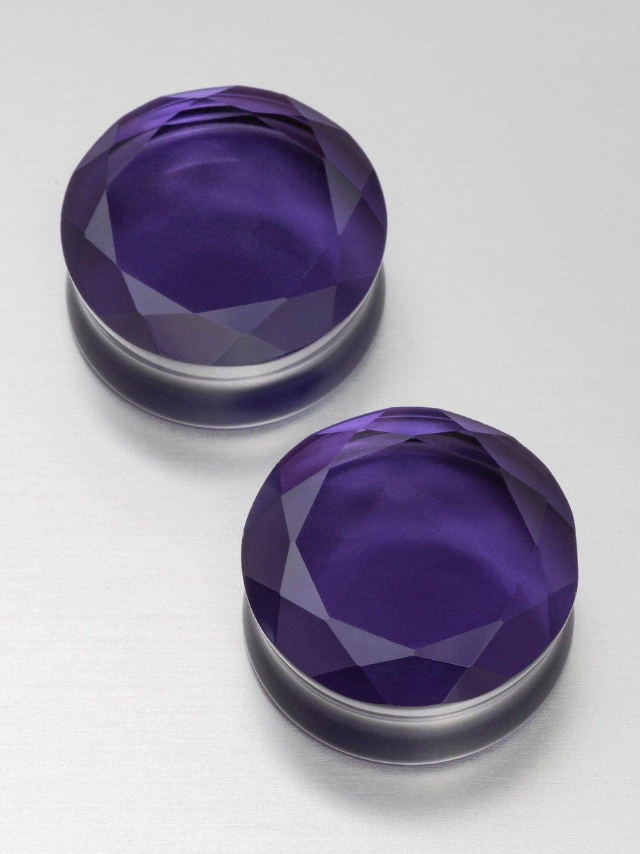 Purple Gem Cut Glass Plugs